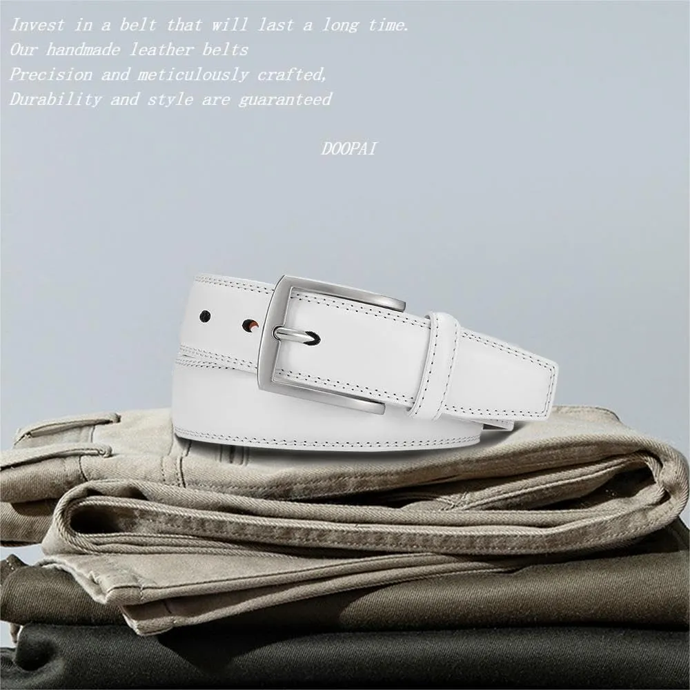 DOOPAI Mens Dress Belt - Genuine Leather Dress Belts For Men,Casual Suit Jeans Belt-Single Prong Buckle black belt