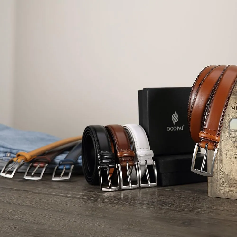 DOOPAI Mens Dress Belt - Genuine Leather Dress Belts For Men,Casual Suit Jeans Belt-Single Prong Buckle black belt