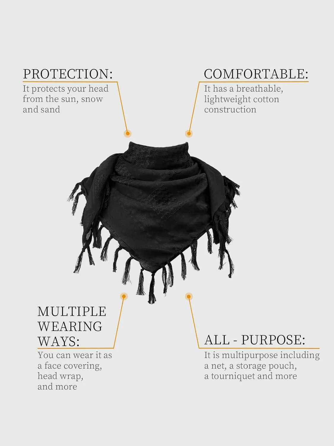 FREE SOLDIER Scarf Military Shemagh Tactical Desert Keffiyeh Head Neck Scarf Arab Wrap with Tassel for Men Women