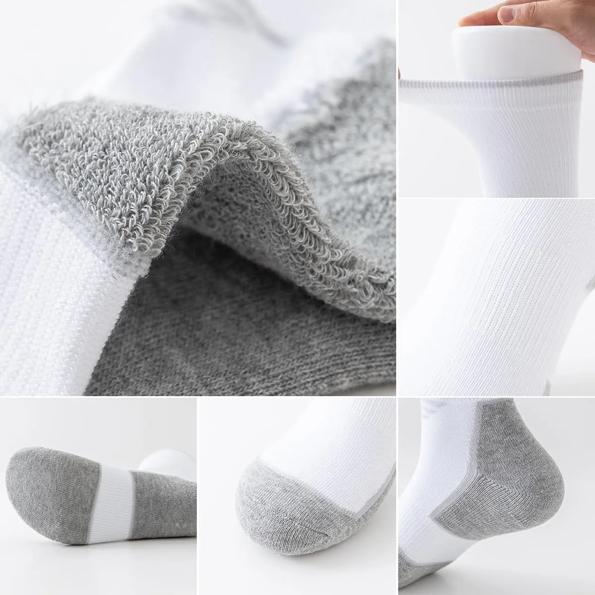 JOYN??E 5 Pairs Mens Lightweight Athletic Crew Socks Cushioned Breathable Long Socks for Sports Running,Sock Size:10-13