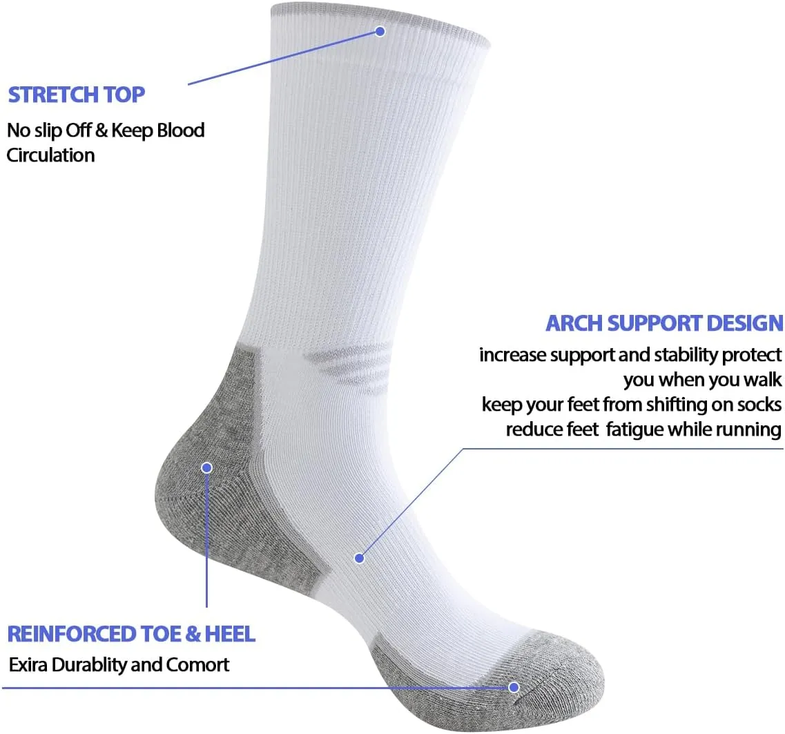 JOYN??E 5 Pairs Mens Lightweight Athletic Crew Socks Cushioned Breathable Long Socks for Sports Running,Sock Size:10-13