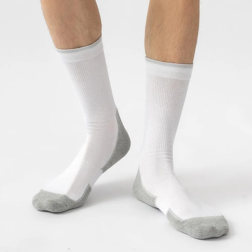 JOYN??E 5 Pairs Mens Lightweight Athletic Crew Socks Cushioned Breathable Long Socks for Sports Running,Sock Size:10-13