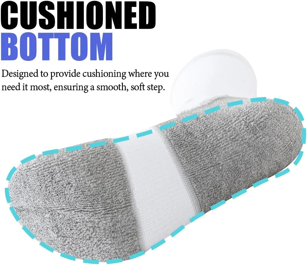 JOYN??E 5 Pairs Mens Lightweight Athletic Crew Socks Cushioned Breathable Long Socks for Sports Running,Sock Size:10-13