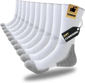JOYN??E 5 Pairs Mens Lightweight Athletic Crew Socks Cushioned Breathable Long Socks for Sports Running,Sock Size:10-13