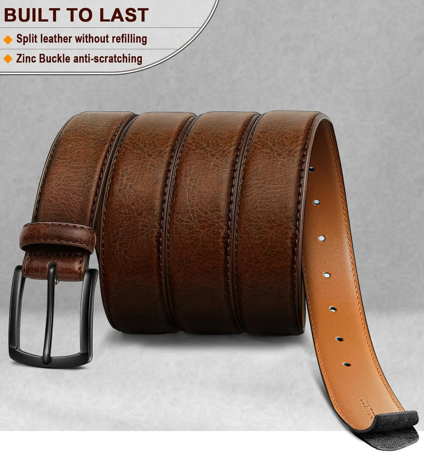 KEMISANT Men Belt-Genuine Leather Belt for Men Dress Casual Golf Jeans 1 3/8"