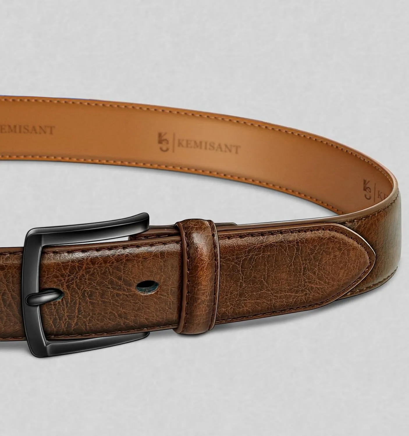 KEMISANT Men Belt-Genuine Leather Belt for Men Dress Casual Golf Jeans 1 3/8"