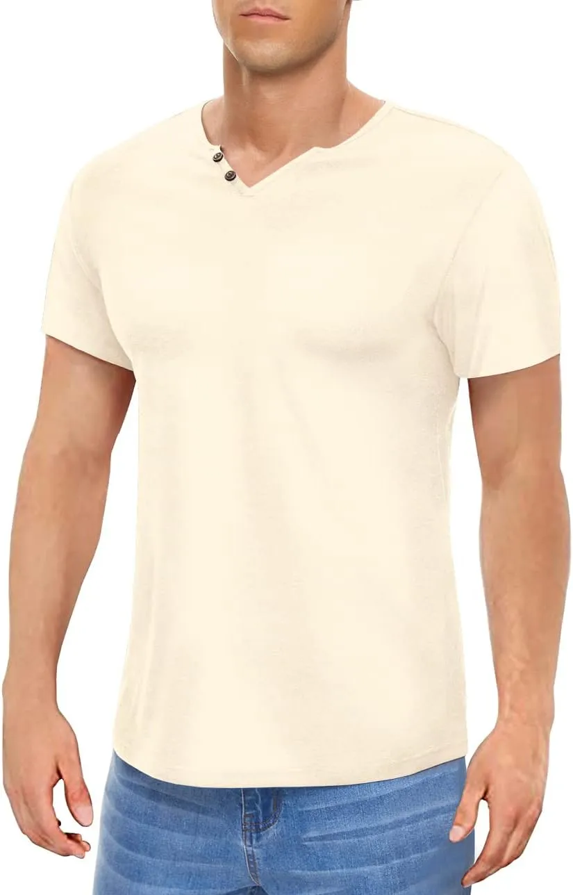 Men's Casual Slim Fit Basic Henley Short/Long Sleeve Fashion T-Shirt