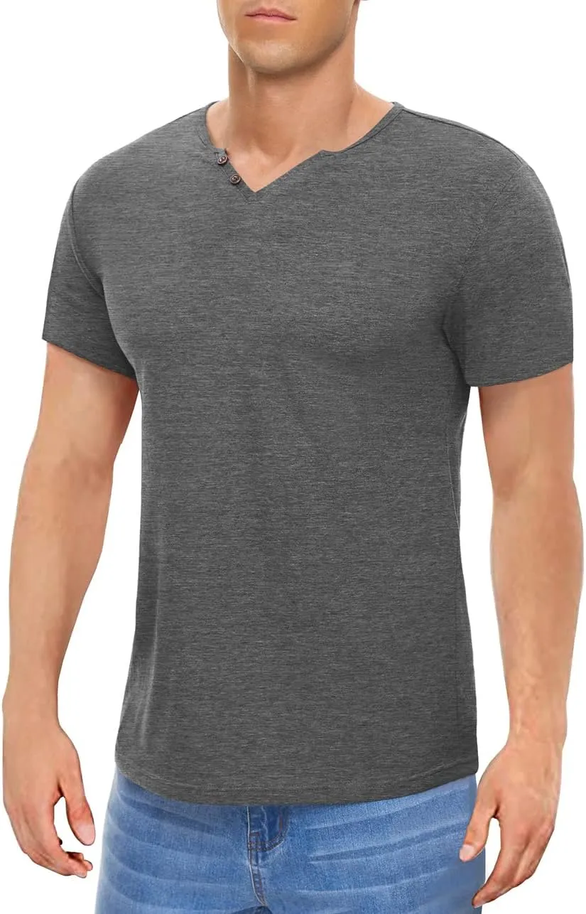 Men's Casual Slim Fit Basic Henley Short/Long Sleeve Fashion T-Shirt