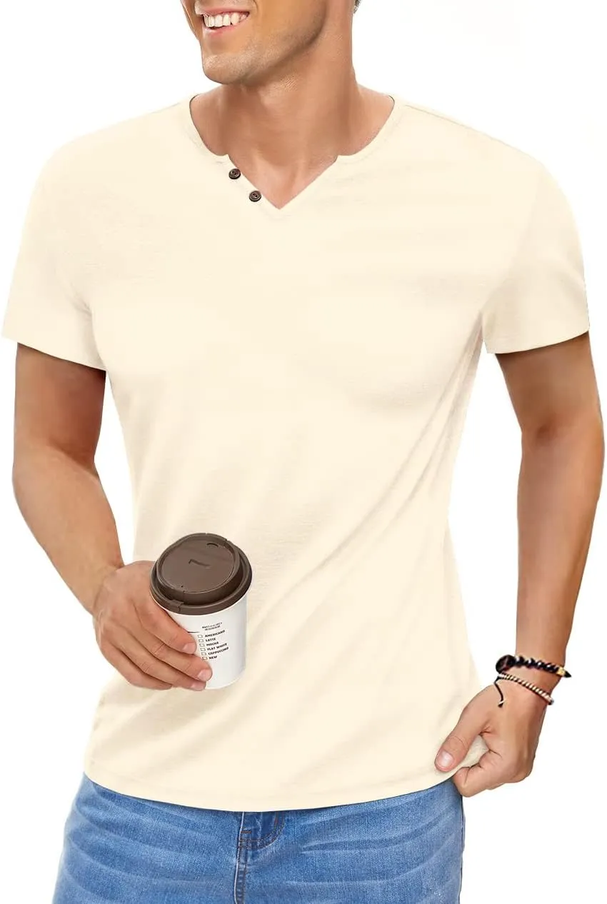 Men's Casual Slim Fit Basic Henley Short/Long Sleeve Fashion T-Shirt