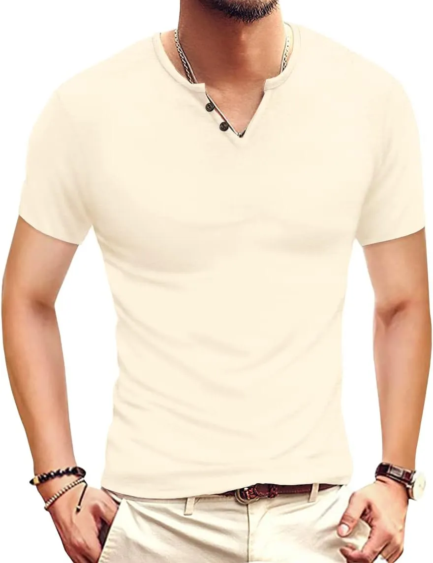 Men's Casual Slim Fit Basic Henley Short/Long Sleeve Fashion T-Shirt
