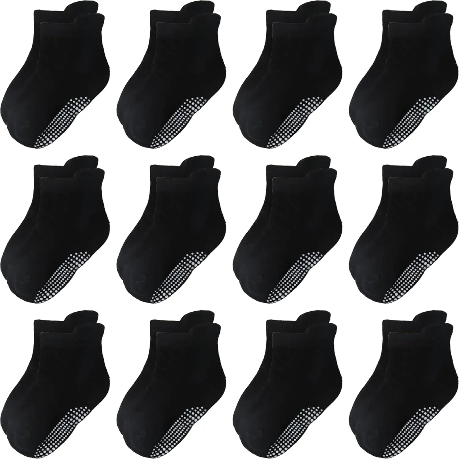 Non Slip Grip Ankle Baby Socks 12 Pack for Toddler Boys and Girls Kids,Infant Cute Cotton Baby Socks