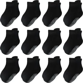 Non Slip Grip Ankle Baby Socks 12 Pack for Toddler Boys and Girls Kids,Infant Cute Cotton Baby Socks