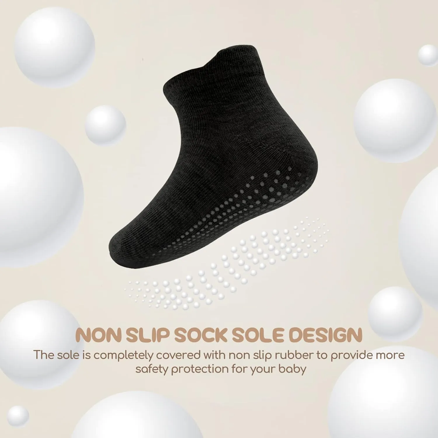 Non Slip Grip Ankle Baby Socks 12 Pack for Toddler Boys and Girls Kids,Infant Cute Cotton Baby Socks