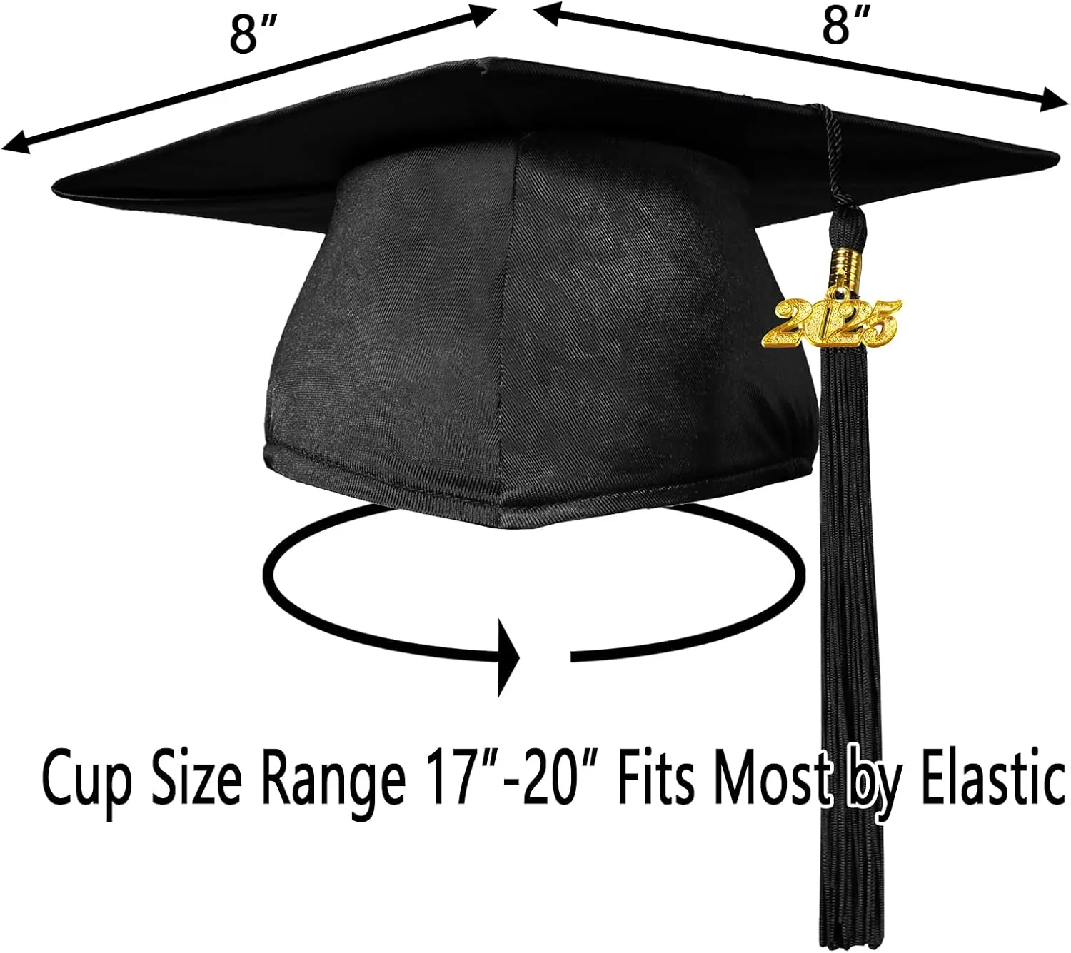 Preschool and Kindergarten Shiny Graduation Cap with 2025 Tassel Charm Rich in Color