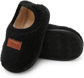 RVROVIC Boys Girls House Warm Slippers Fuzzy Winter Soft Slippers for Kids Fleece Non-slip Toddler Home Indoor Shoes