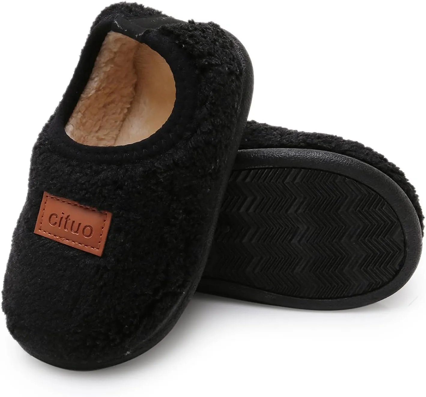 RVROVIC Boys Girls House Warm Slippers Fuzzy Winter Soft Slippers for Kids Fleece Non-slip Toddler Home Indoor Shoes
