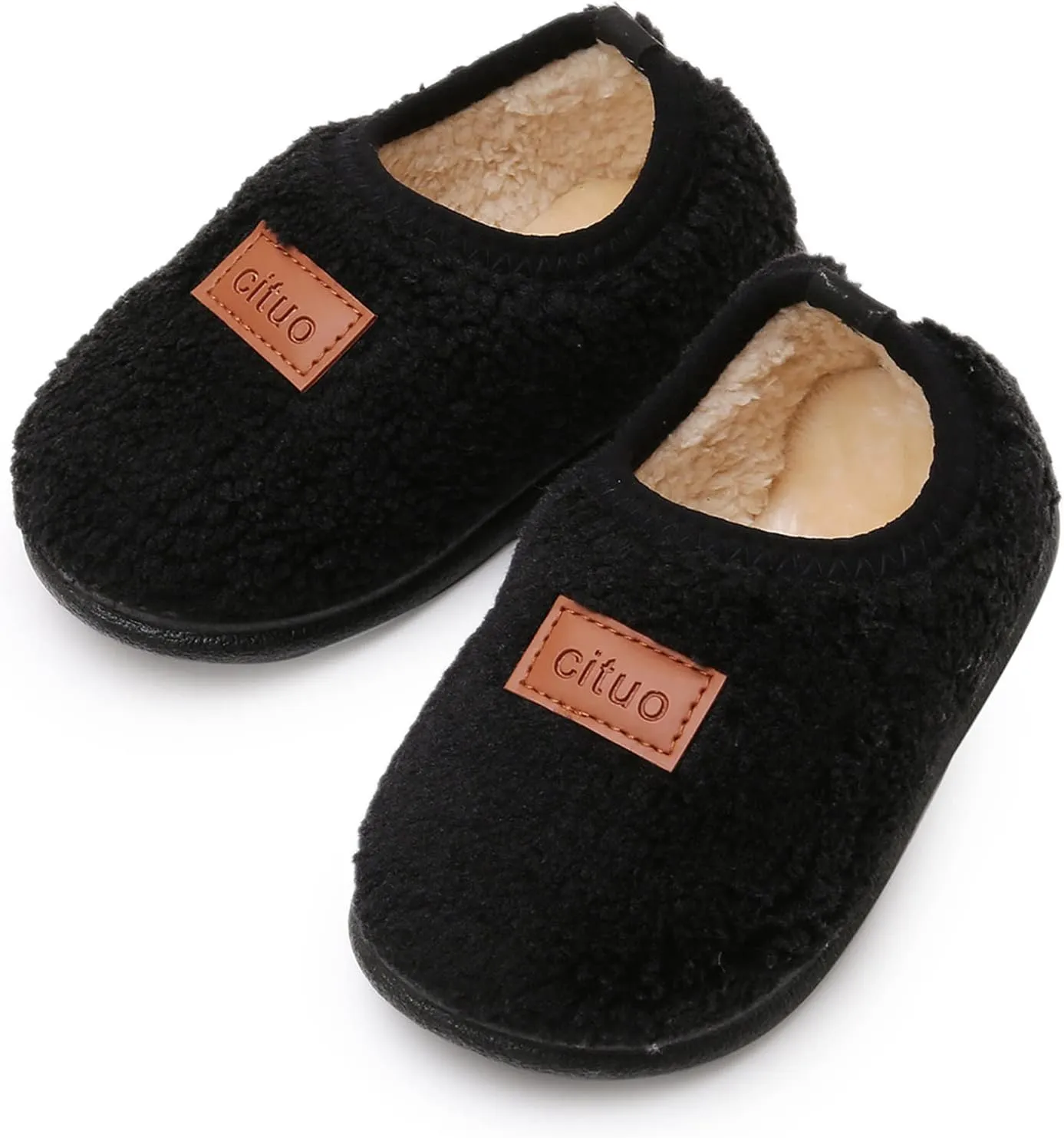 RVROVIC Boys Girls House Warm Slippers Fuzzy Winter Soft Slippers for Kids Fleece Non-slip Toddler Home Indoor Shoes