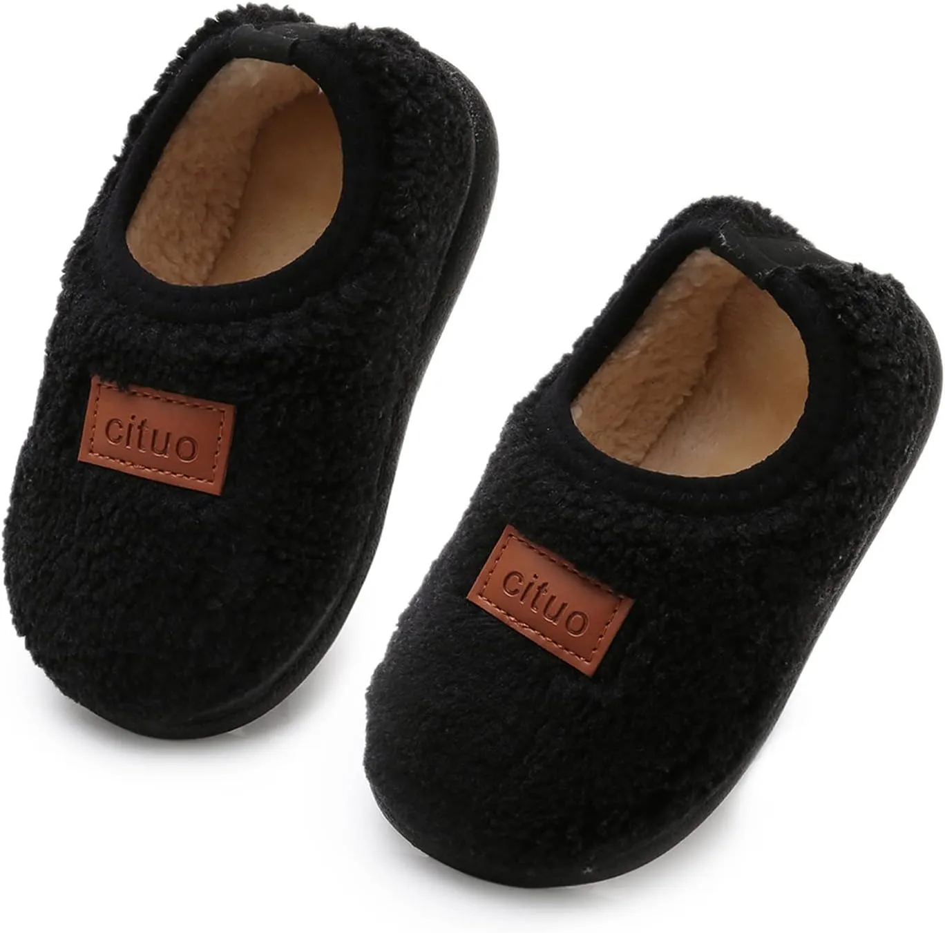 RVROVIC Boys Girls House Warm Slippers Fuzzy Winter Soft Slippers for Kids Fleece Non-slip Toddler Home Indoor Shoes