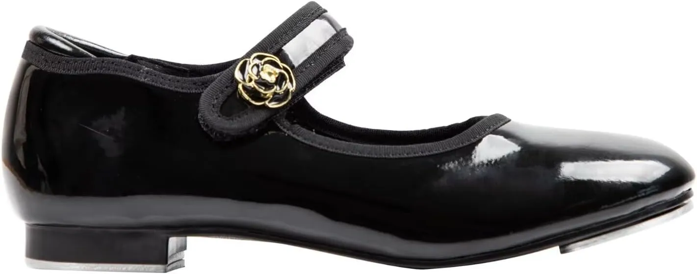 Tap Dance Shoe with Flower Buckle for Girls,Easy to Put on and take Off Design