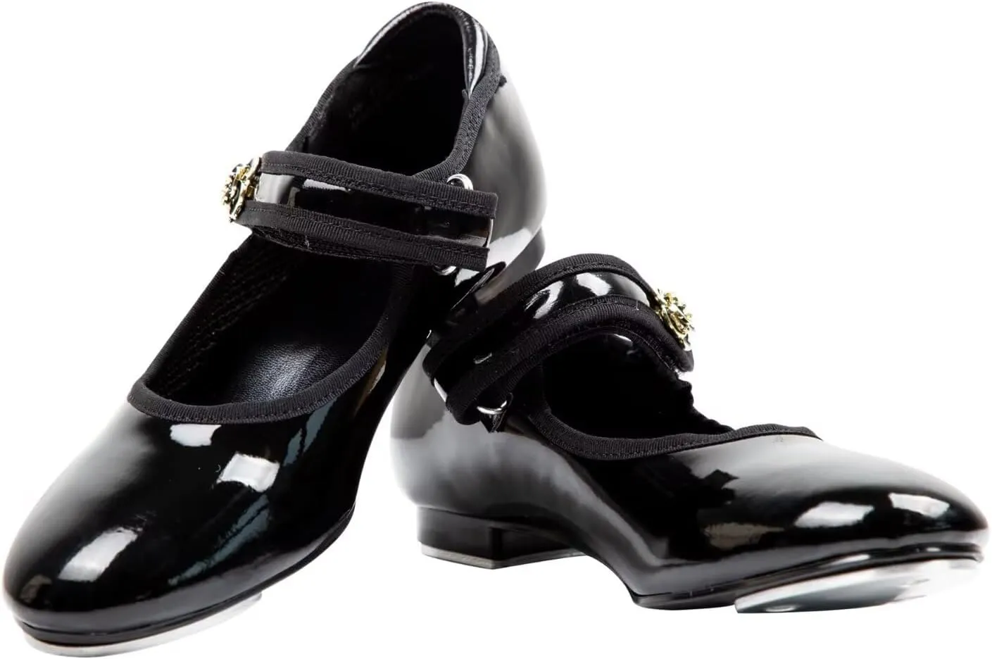 Tap Dance Shoe with Flower Buckle for Girls,Easy to Put on and take Off Design