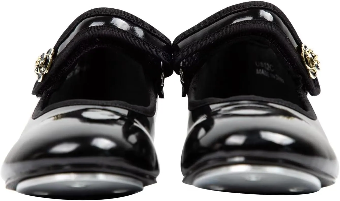 Tap Dance Shoe with Flower Buckle for Girls,Easy to Put on and take Off Design