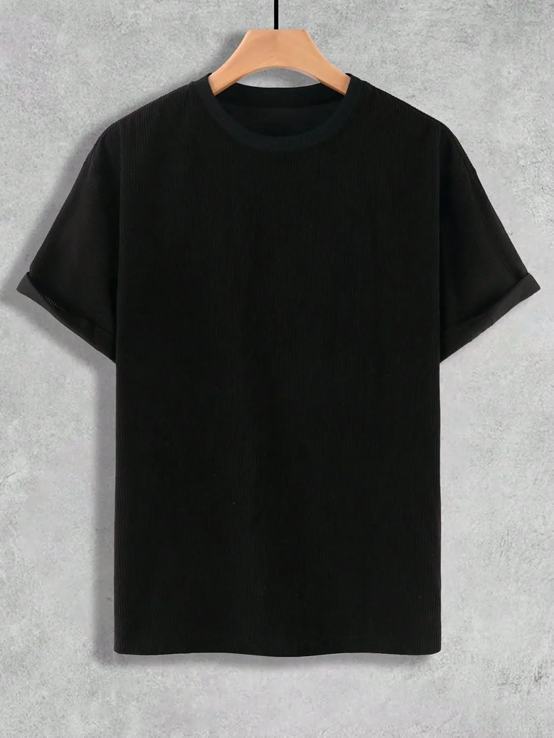 Verdusa Men's Casual Oversized Shirt Drop Shoulder Loose Fit Cropped Tops Half Sleeve T Shirts