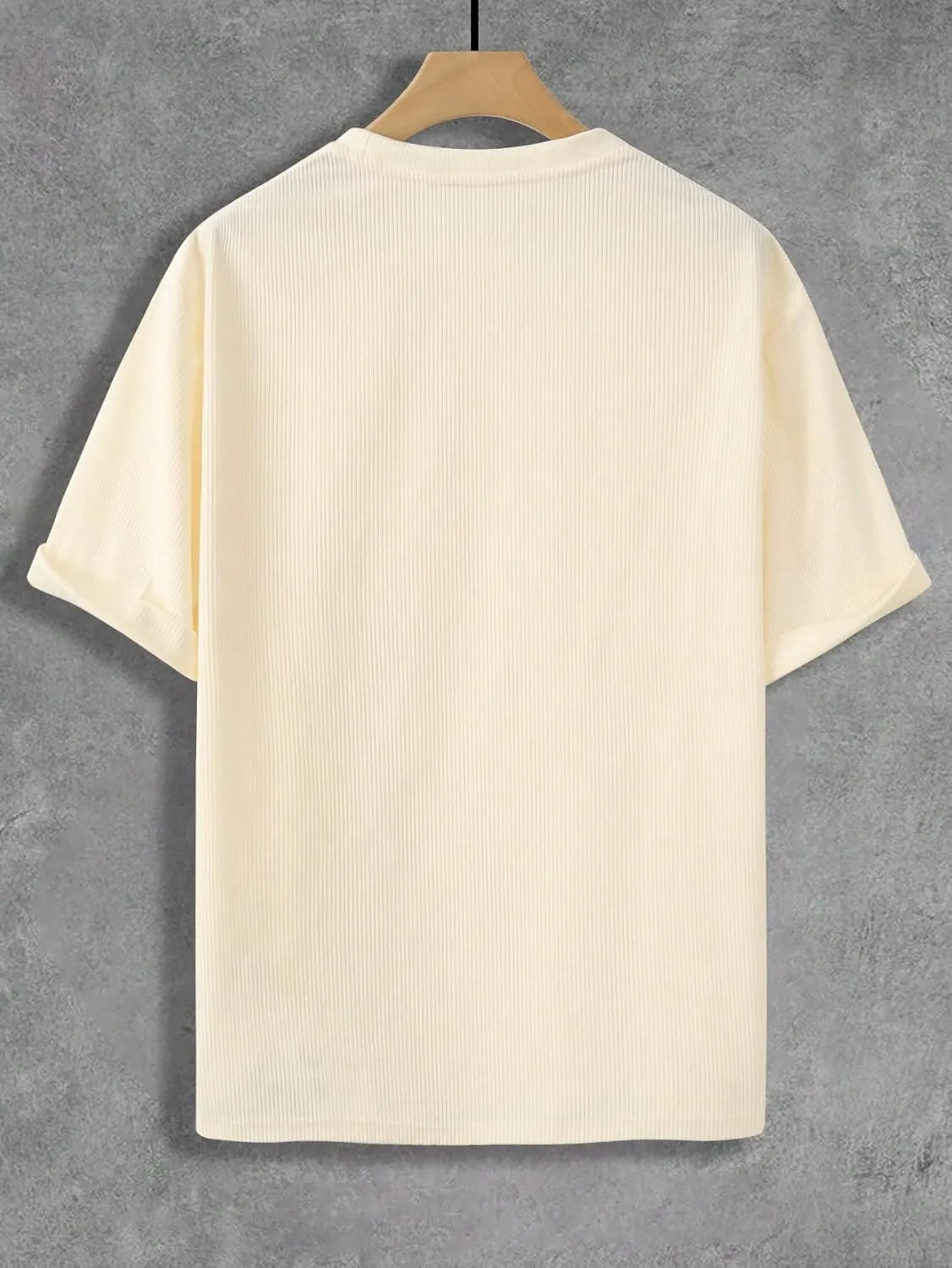 Verdusa Men's Casual Oversized Shirt Drop Shoulder Loose Fit Cropped Tops Half Sleeve T Shirts