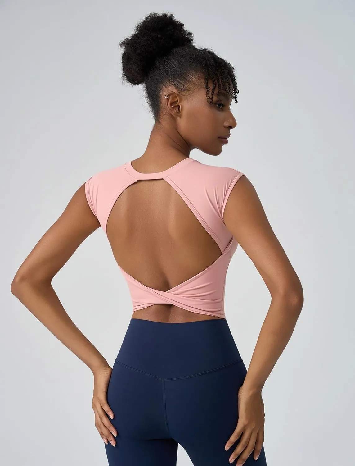 Women's Workout Athletic Shirts Sexy Open Back Sports Bra Tank Top Casual Tight T Shirts with Built in Bra